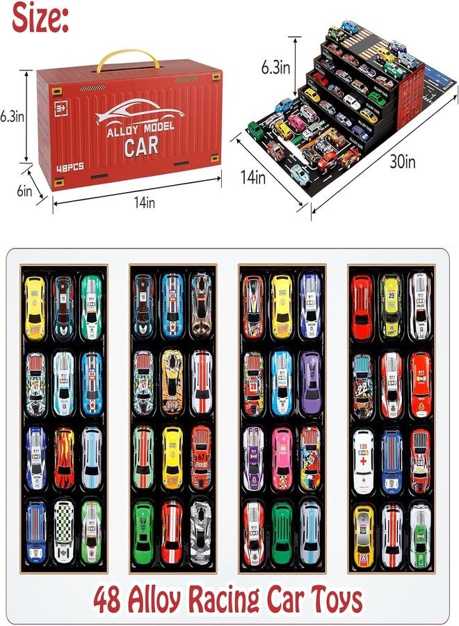 XBEY 48 Pcs Pull Back Car Set, Alloy Racing Car Toys, Bulk Mental Trucks Toy Vehicles Set, Toy Cars for Kids Ages 3-8, Goodie Bag Stuffers, Mini Cars, Party Favors for Kid (48 Pcs Toys Car for Kids) - Image 3